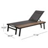 Waterloo - Chaise Lounge With Attached Wood Side Table (Set of 2) Adjustable Eucalyptus Wood And - Gray / Black - Image 3