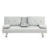 Sofa Bed With Armrest Two Holders Wood Frame, Stainless Leg, Futon - White - Image 10