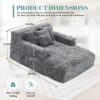 Chenille Interior Lazy Sofa Chaise Longue Armchair With 3 Pillows And Armrests - Gray - Image 3