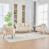 3 Piece Upholstered Sofa Set, Loveseat & 2 Accent Chairs For Small Living Spaces - Beige - Image 5