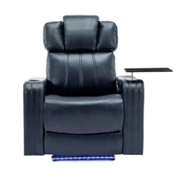 Power Recliner Theater Chair With Cooling Cup Holder, Bluetooth Speaker, LED Lights, USB Ports - Blue