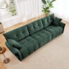 Elegant 3 Seater Sofa Set & Pillows Frame, High Rebound Cushions - Textured Green - Image 2