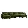 Modern Velvet U Shaped Sectional Sofa Cloud Couch & Movable Ottomans And Bolstered Armrests - Olive Green - Image 11