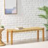 Angie - Bench Outdoor Seating Acacia Wood Faux Rattan - Teak - Image 4