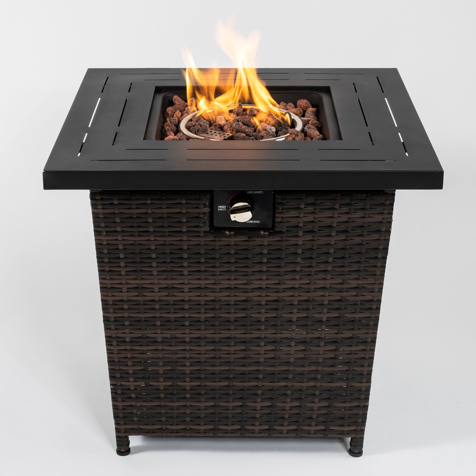 28" Wicker Square Fire Pit Table - Black Brown - Image 4