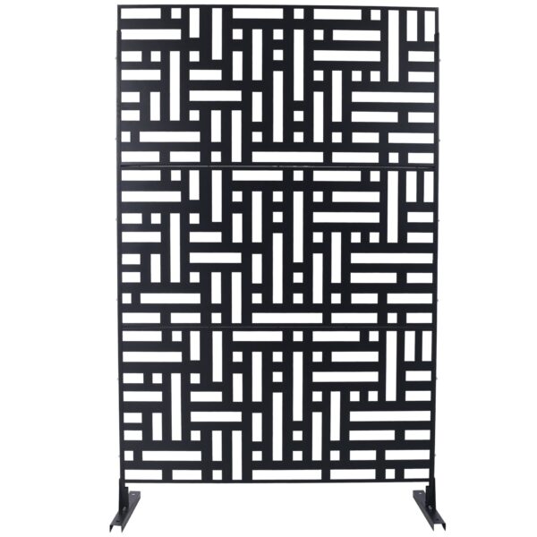 Outdoor / Indoor Privacy Screen Metal Privacy Screen, Freestanding Decorative Privacy Screen For Deck Balcony - Black