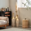Floor Metal Vase Modern Style Decoration Home Woven Pattern Metal Vase 3 Piece Set Gorgeous Home Decoration Large Glazed Metal Vase - Champagne - Image 4