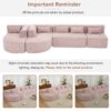 Modern Upholstered L Shape Sofa With 2 Chaise Lounges And Five Back Pillows Boucle Fabric - Pink - Image 7