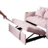 Multi Functional Sofa Bed With Cup Holder And USB Port For Living Room Or Apartments - Pink - Image 21