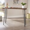 Modern Industrial Breakfast Bar Table, Metal Hairpin Legs & Wood Veneer Top - Natural - Image 5