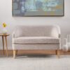 Mid Century Modern Loveseat With Polyester Upholstery And Birch Wood Frame - Beige - Image 4