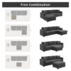 Modern Sectional Sofa, L-Shaped Couch Set With 2 Free Pillows, 4 Seat Polyester Fabric Couch Set With Convertible Ottoman - Dawn Gray - Image 17