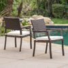 Outdoor Wicker Dining Chair With Water Resistant Cushions (Set of 2) - White / Brown - Image 10