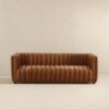 April - Mid-Century Modern Luxury Tight Back Leather Couch - Brown / Cognac / Rustic - Image 2