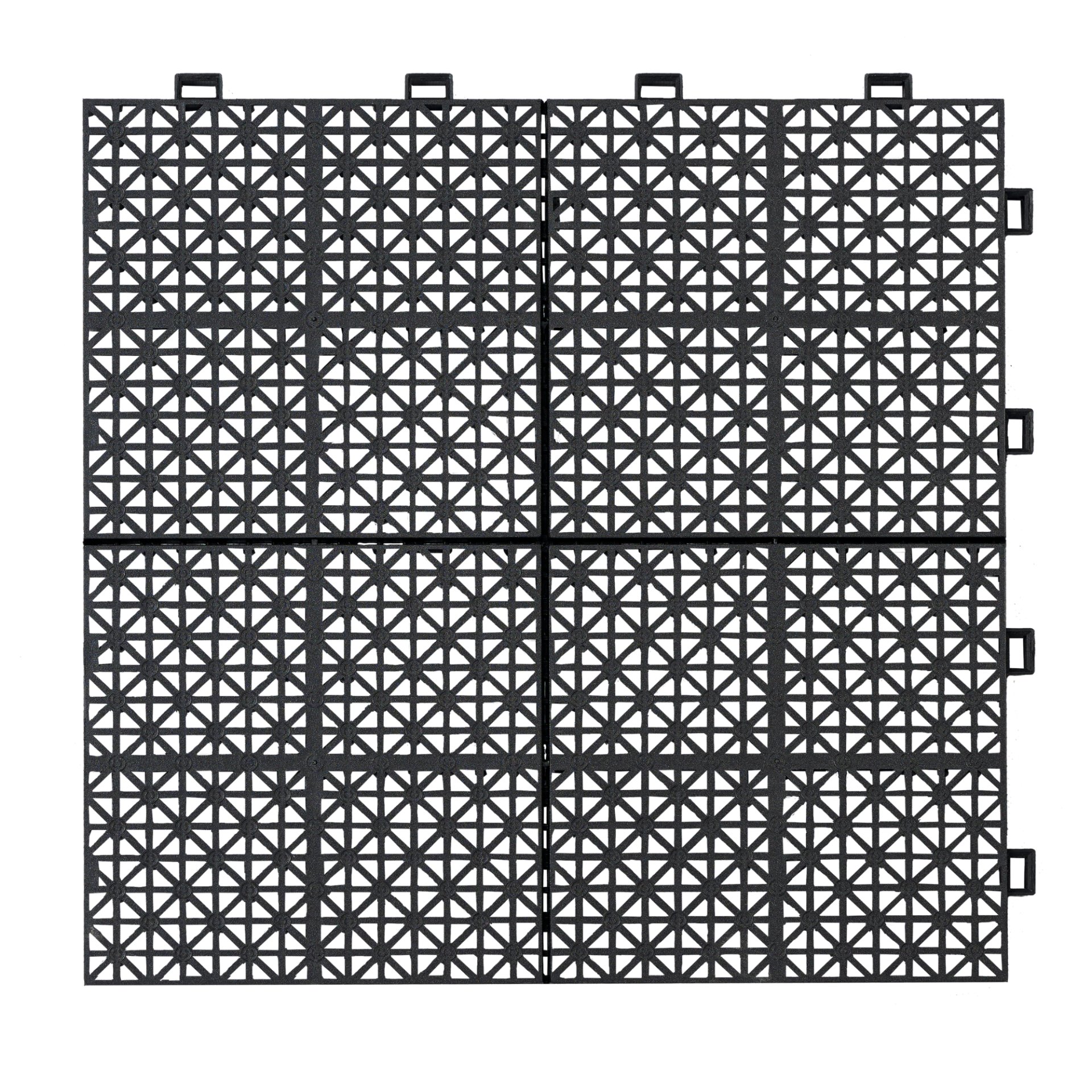 Interlocking Deck Tiles Plastic Waterproof Outdoor All Weather Anti-Slip Bathroom Shower Balcony Porch Strong Weight Capacity Upto 6613 Lbs, Rosette Pattern Pack Of 12 - Black - Image 19