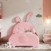 Twin Size Upholstered Rabbit-Shape Princess Bed, Twin Size Platform Bed With Headboard And Footboard - Pink - Image 12