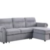 Ashton - Velvet Fabric Reversible Sleeper Sectional Sofa Chaise - Gray - Image 2