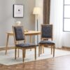 French Country Dining Chairs (Set of 2) Elegant Cane Backrest, Upholstered Seats, Fluted Legs, Rustic - Blue Gray - Image 6