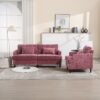 Mid Century Modern Chenille Fabric Loveseat Sofa, 2 Seat Upholstered Couch With Wood Feet - Wine Red - Image 10