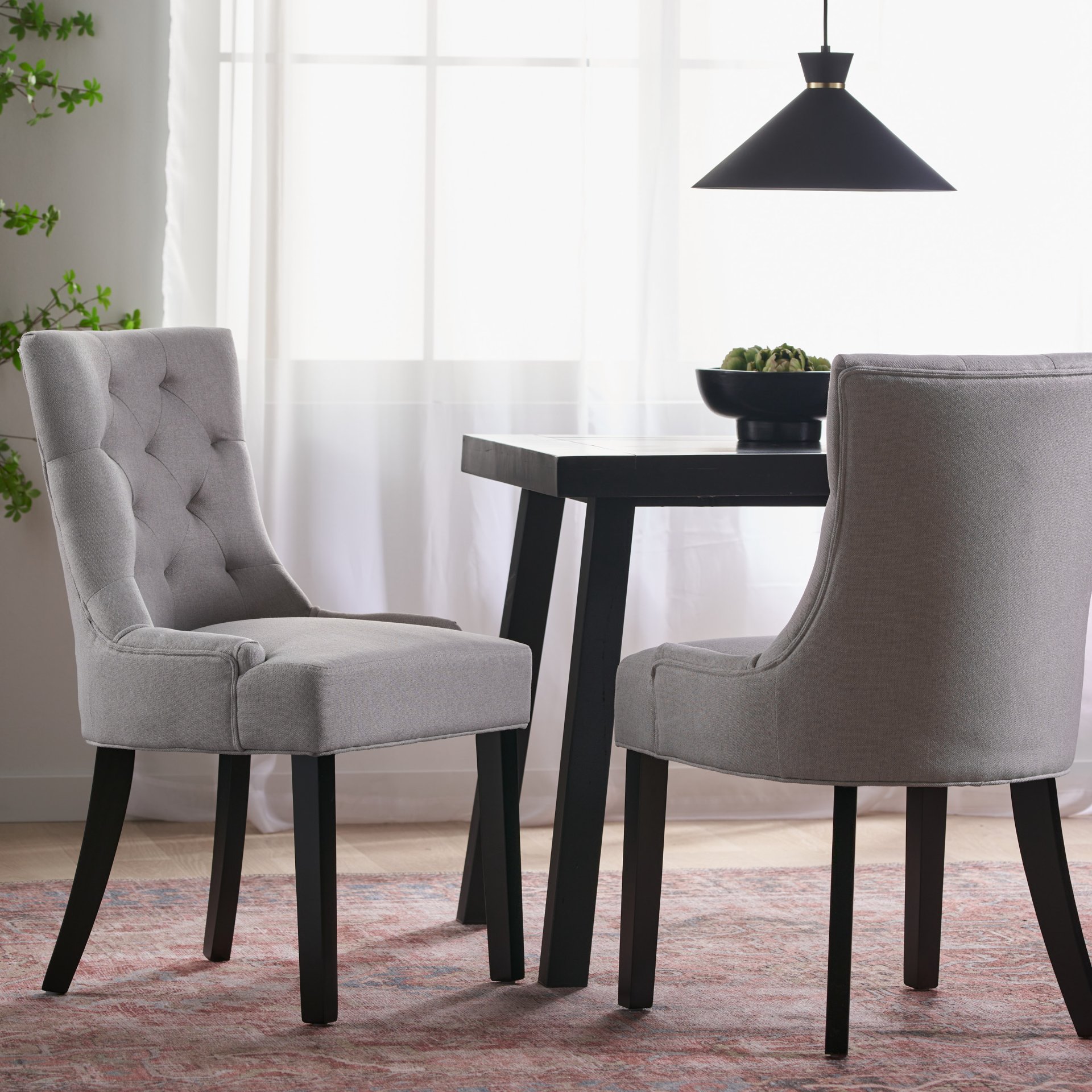 Cheney - Dining Chair With Sloped Arms And Diamond Tufting (Set of 2) - Light Gray - Image 6