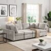 Sectional Sofa Couch Sofa Bed U-Shaped Sofa With Two Movable Ottoman And Three USB Ports For Living Room - Gray - Image 3