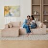 Compression Sectional Couch With Comfy Chaise, Boneless L Shape Sofa With Deep Seat, Minimalist Modular Couches Sleeper - Beige - Image 9