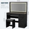 Makeup Vanity Table, Makeup Table With Large Mirror And LED Light Strip, Brightness Adjustable, Dressing Table Desk With 3 Drawers, Vanity Desk For Women (With Stool) - Black - Image 6
