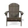 Zenithia - Outdoor Foldable Adirondack Chair With 2 Cup Holders - Gray - Image 5