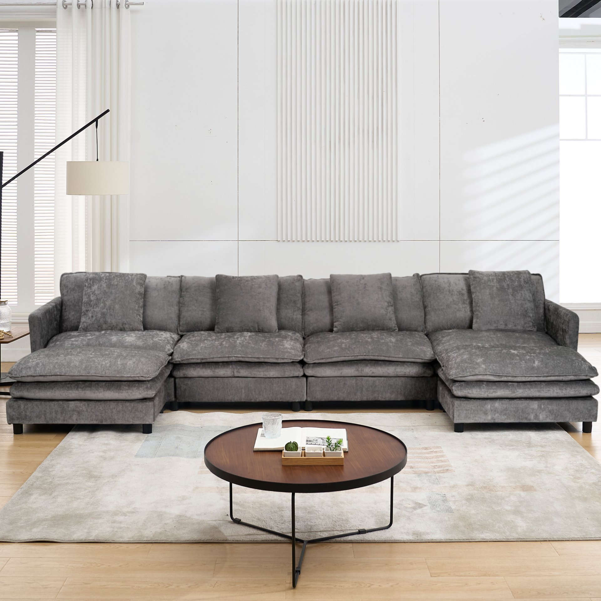 Modular U Shaped Sofa, With Adjustable Layout For Comfort And Durability - Gray - Image 2