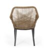 Modern Wicker Dining Club Chair With Water Resistant Cushions - Brown / Beige - Image 11