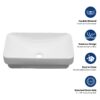 Semi Recessed Bathroom Sink With Countertop Vessel Design, 19" X 12" - White - Image 7
