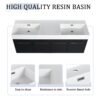 Modern Wall Mounted Bathroom Vanity With Double Resin Sink And Storage Rack - Black Chestnut - Image 6