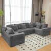 Modular U Shaped Sectional Sofa, 6 Seater Chaise Lounge With Reversible Design, Customizable Living Room - Dark Gray - Image 5