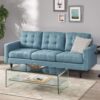Jenny - Contemporary Tufted Fabric 3 Seater Sofa - Blue - Image 2