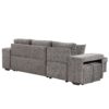 Modern L-Shape 3 Seat Reversible Sectional Couch, Pull Out Sleeper Sofa With Storage Chaise And 2 Stools For Living Room Furniture Set - Knox Charcoal - Image 21