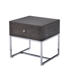 Iban - End Table - Gray Oak / Chrome