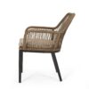 Modern Wicker Dining Club Chair With Water Resistant Cushions - Brown / Beige - Image 9