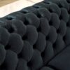 Shaped Chesterfield Sectional Sofa With Stainless Steel Accents Velvet Button Tufted Sofa With 5 Pillows Luxury Couch For Living Room - Black - Image 8