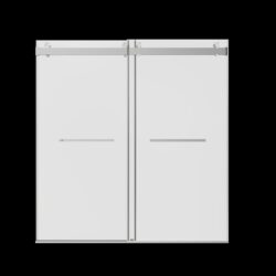Frameless Double Sliding Soft-Close Shower Door, 3 / 8"Thick SGCC Tempered Glass Door - Brushed Nickel