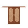 Home Bar Cabinet, Industrial Rattan Door Fold Out Bar Cabinet With Storage Bar Table - Walnut - Image 17