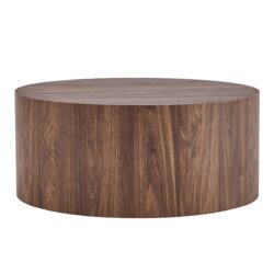 Simple Deep Cylindrical Coffee Table, Industrial / Minimalist Style - Dark Walnut