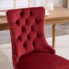 Classic Velvet Dining Chairs, High-End Tufted Solid Wood Contemporary Velvet Upholstered Dining Chair With Wood Legs Nailhead (Set of 2) - Burgundy - Image 8