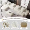 Modern Oversized Modular Sectional Sofa, Sparkling Chenille Fabric Soft Cushion Sofa With 8 Pillows, 8 Pieces Diy Combination Tufted Sofa, No Assembly Required - Beige - Image 17