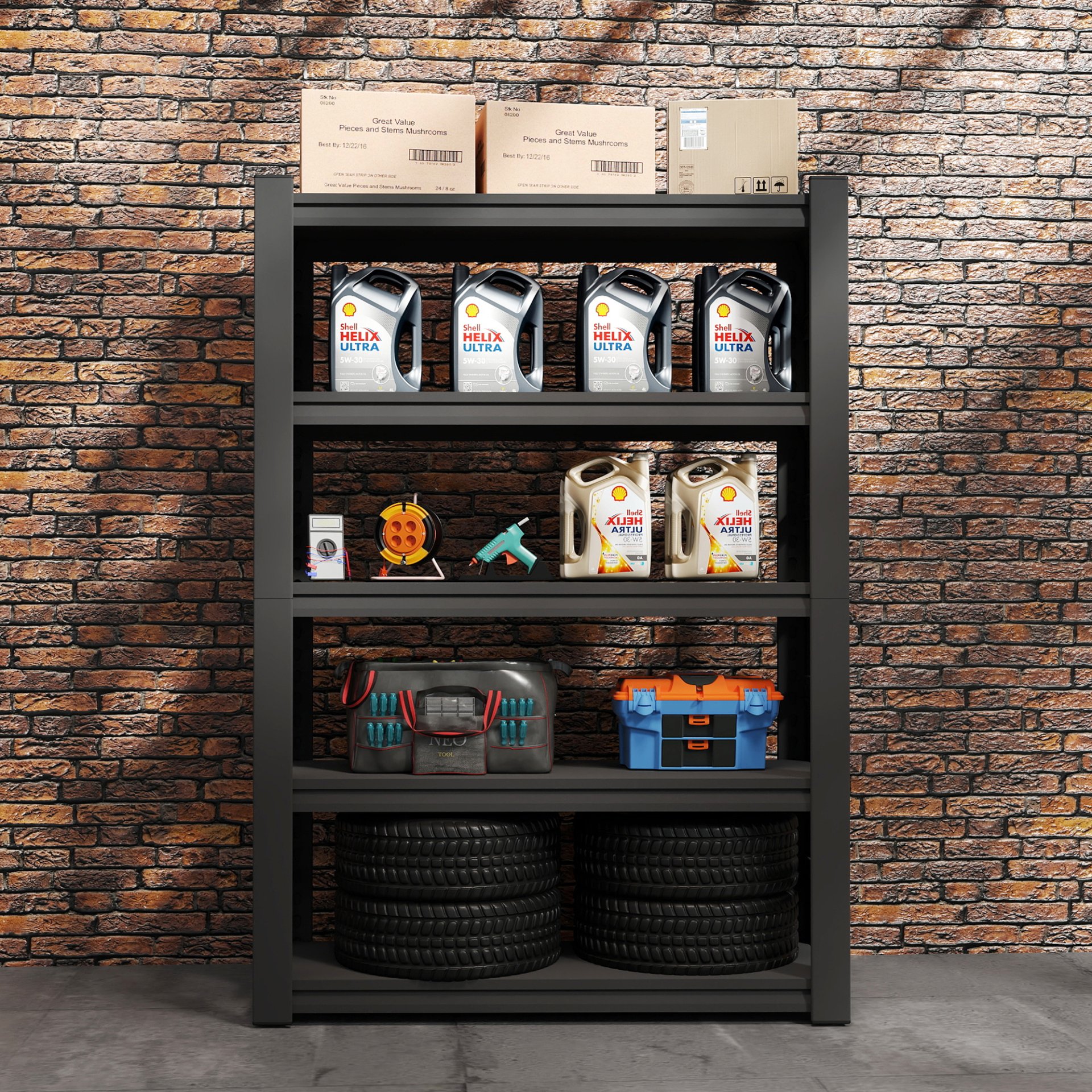 Storage Shelves 5 Tier Heavy Duty Shelving Unit Adjustable Shelving Units And Storage Rack - Dark Gray - Image 11