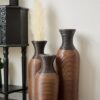 Desktop Vase, Classic And Neat Floor Vase, High Independent Flower Stand, Home Decoration Flower Stand (Set of 3) - Black / Brown - Image 13