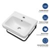 Wall Mounted Bathroom Sink With Towel Bar & Overflow - White / Black - Image 7