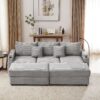 Modern Style 3 - Seater Sofa Sectional Sofa Couch With Storage Space, Two Movable Ottomans, Two USB Ports, Two Cup Holders, A Phone Holder For Living Room - Gray - Image 16