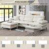 L Shaped Convertible Sectional Sofa 4 Seat Tufted Couch Set With Two Tone Adjust Legs Cloud Movable Ottoman - White - Image 19