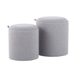 Tray - Contemporary Nesting Ottoman Set - Gray / Natural