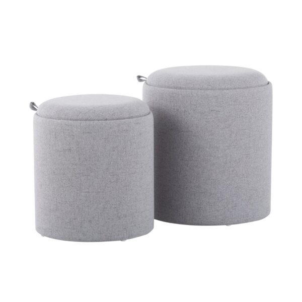 Tray - Contemporary Nesting Ottoman Set - Gray / Natural